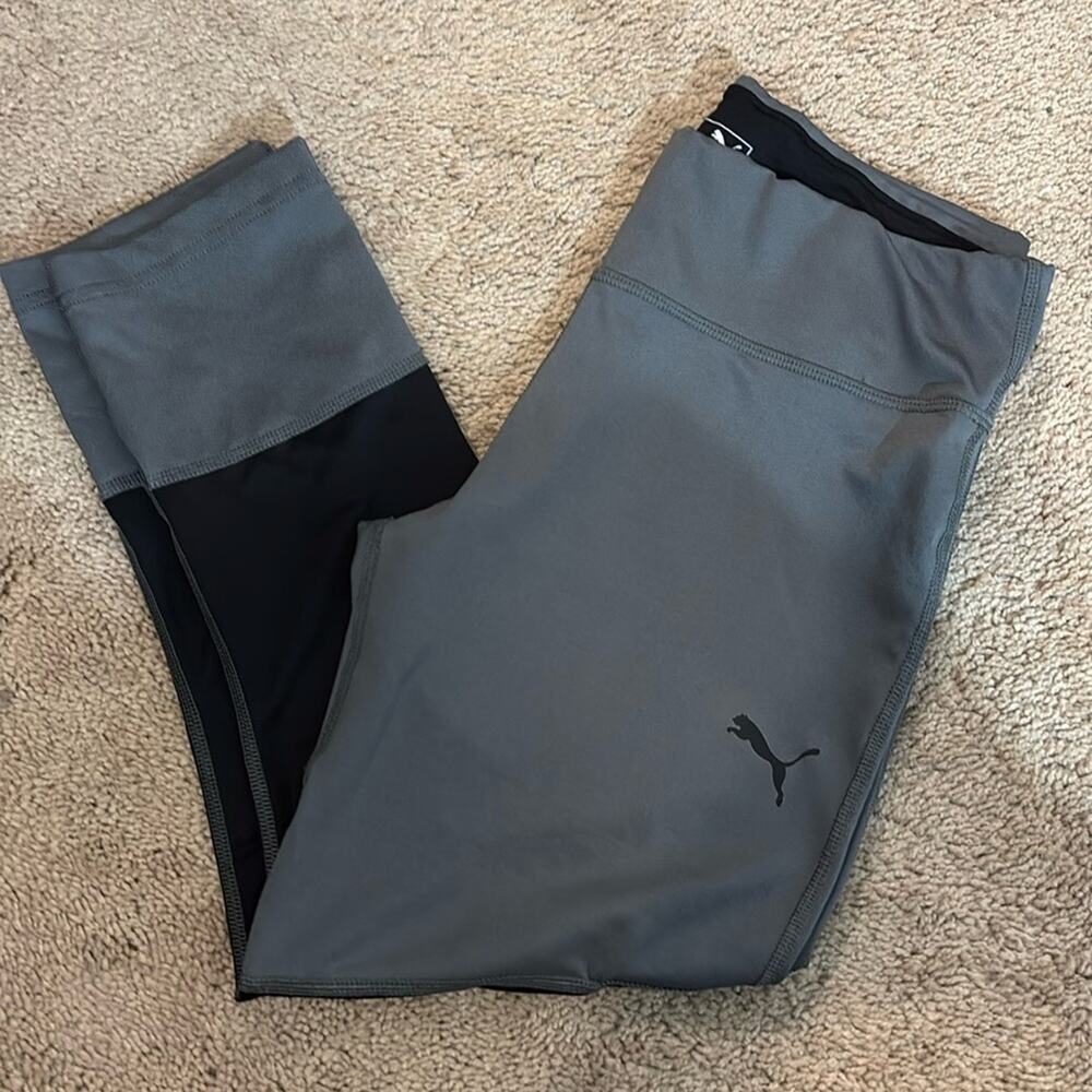 Puma DryCELL Women’s Colorblock Leggings Gray Black Athletic Yoga Size XL
